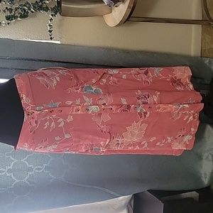 Rip Curl button-down coral floral midi skirt - Size small